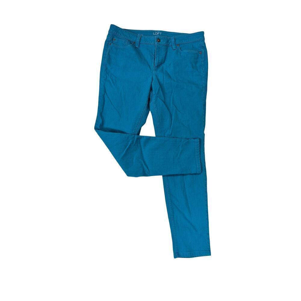 Ann Taylor Loft Cotton/Spandex Blue Turquoise Jeans Modern Skinny Sz 14